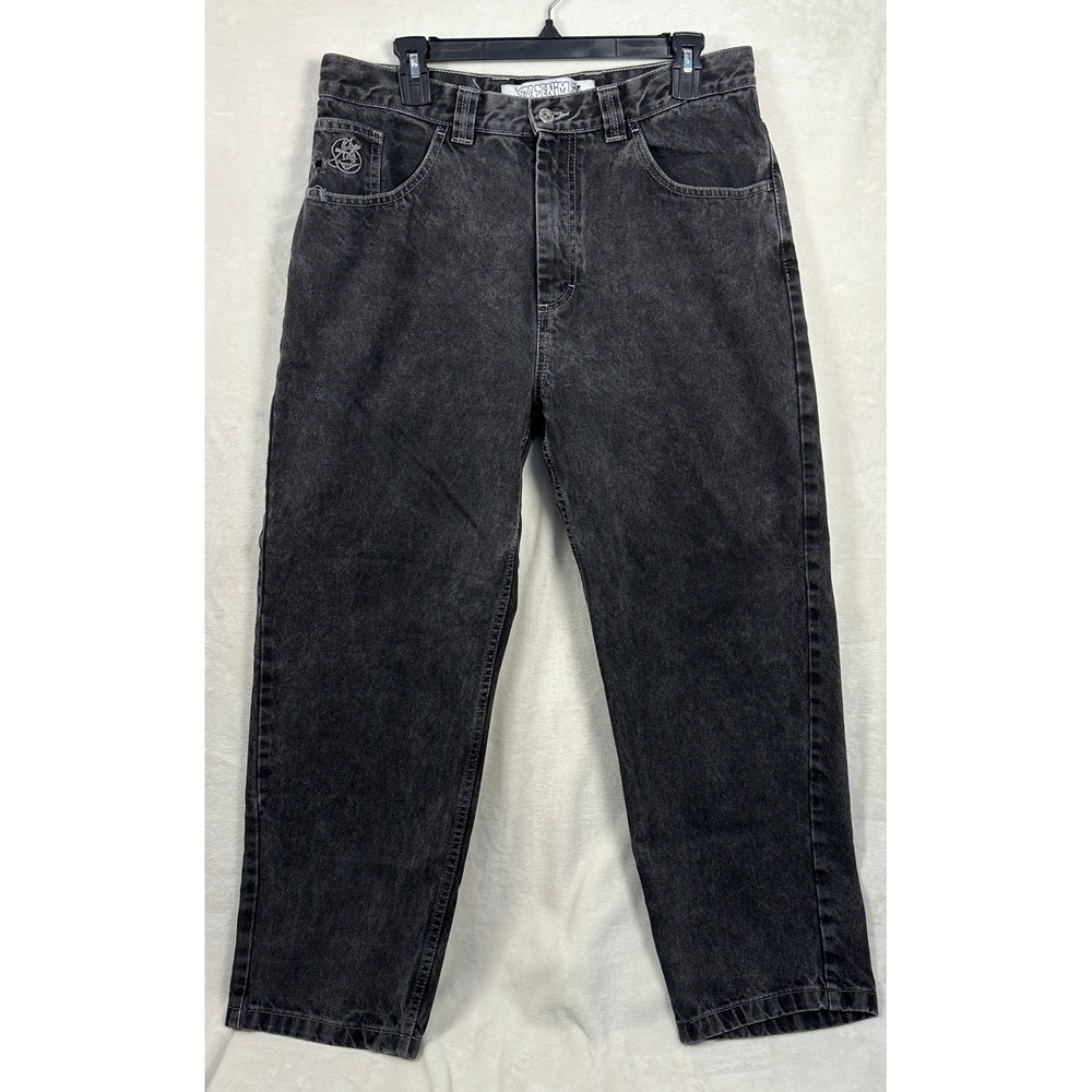 Polar Skate Co 93 Denim Mens 32 Silver Black Baggy Fit Straight Leg Jeans